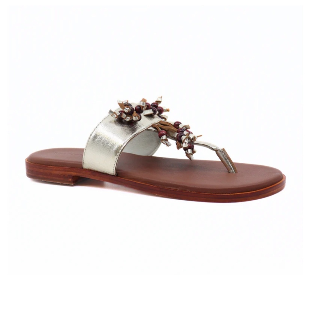 Free People Sadie Fringe Gold Metallic Sandals New! - Picture 5 of 14